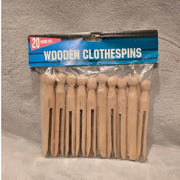 Other - Vintage 20 Round Peg Wooden Clothes Pins‎ New In Package